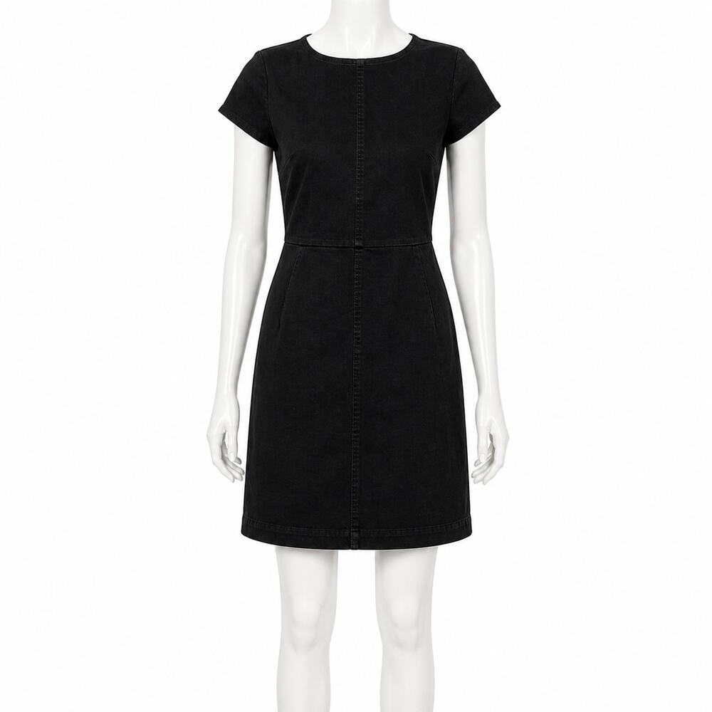 Banana Republic Black Denim Stretch Shift Dress - Petite - Size 6